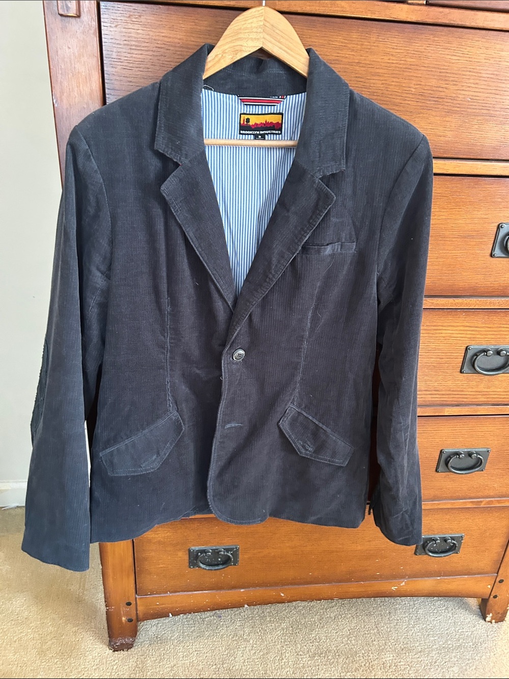 Brooklyn Industries Men's Dark Charcoal Corduroy Blazer